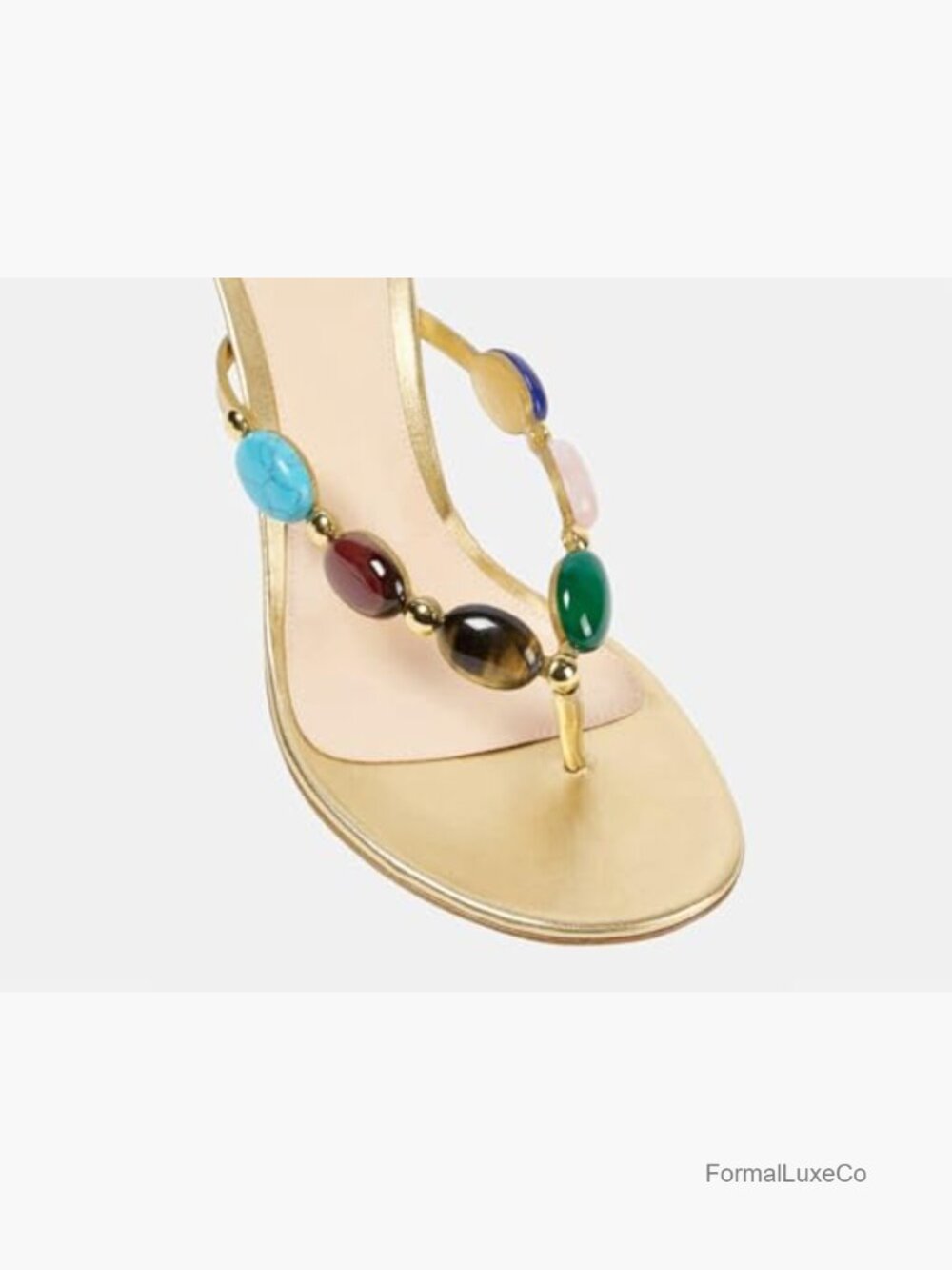 Heeled Sandals Kitten Heel Stilettos Jeweled Flip Flop Slides Beach Boho - Picture 5 of 7